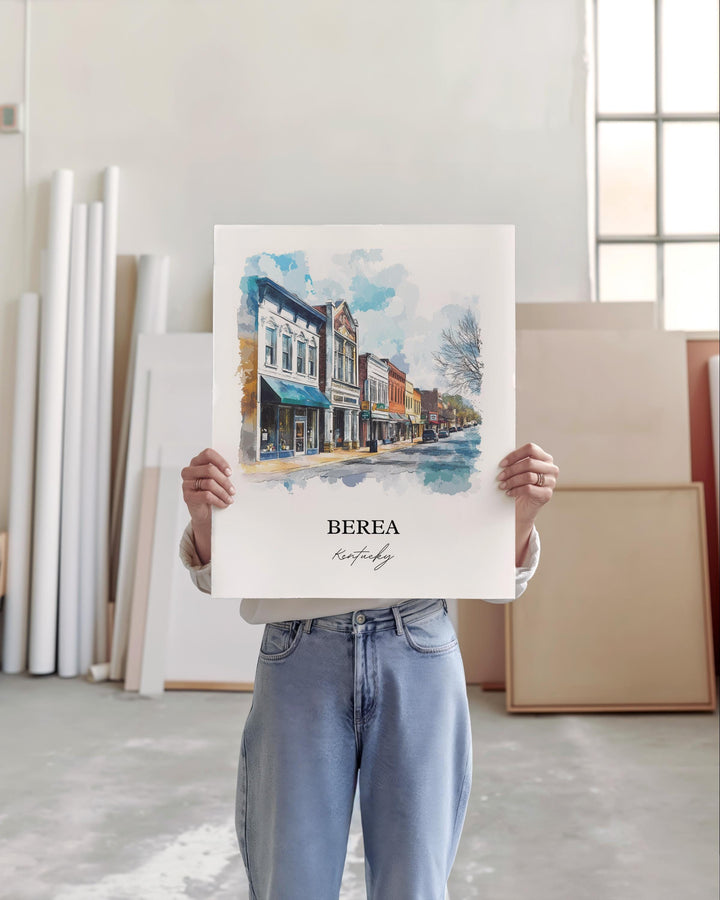 Berea KY Wall Art, Madison County Print, Kentucky Watercolor Art, Berea Kentucky Gift, Travel Print, Travel Poster, Housewarming Gift