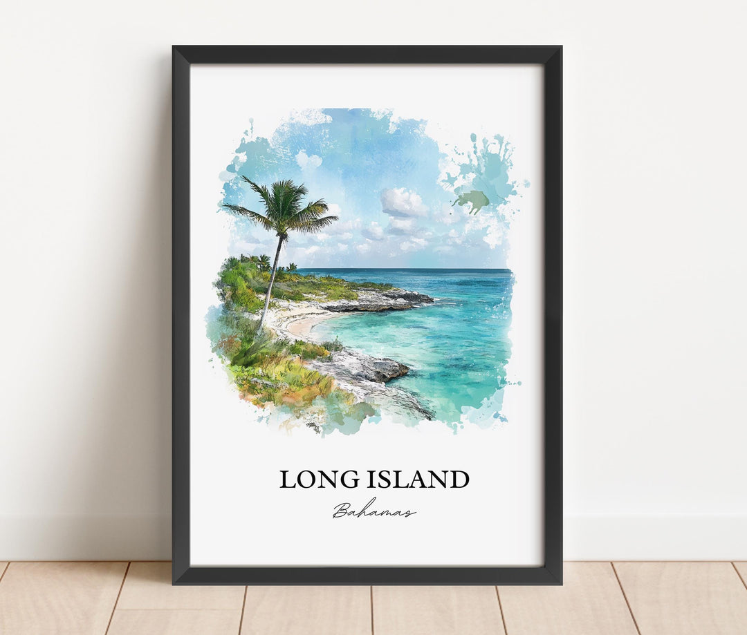 Long Island Bahamas Art, Clarence Town Print, Bahamas Watercolor, Long Island Bahamas Gift, Travel Print, Travel Poster, Housewarming Gift