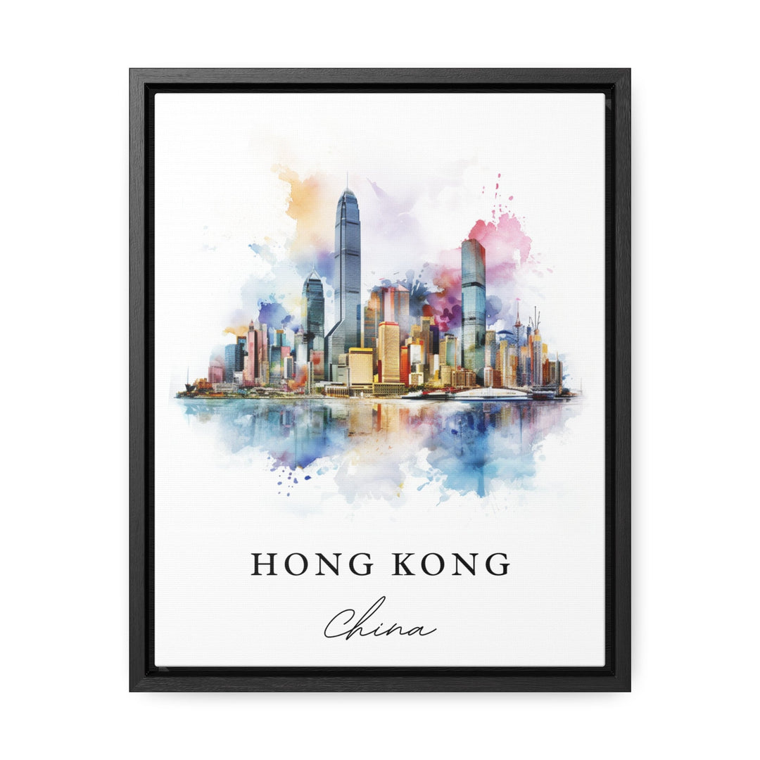 Hong Kong traditional travel art - China, HK poster, Wedding gift, Birthday present, Custom Text, Personalised Gift