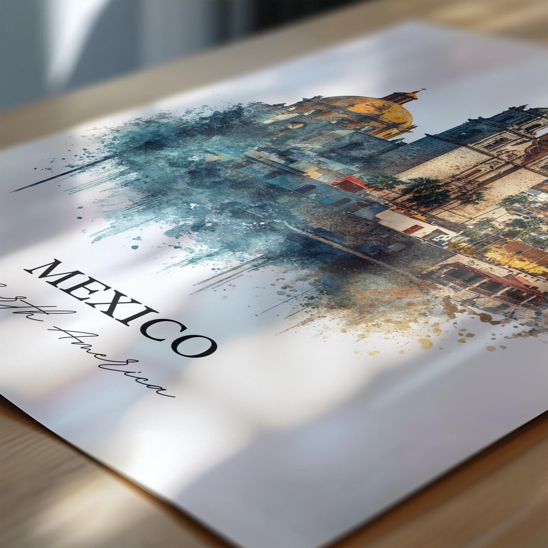Mexico Wall Art, Mexico Print, Mexico Watercolor, Mexico Gift, Travel Print, Travel Poster, Housewarming Gift