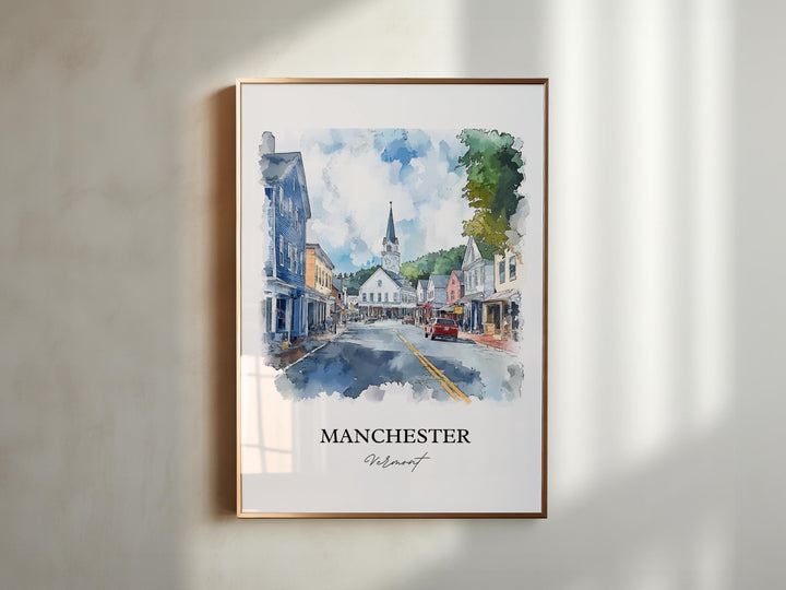 Manchester VT Wall Art, Bennington County Print, Vermont Watercolor Art, Manchester VT Gift, Travel Print, Travel Poster, Housewarming Gift