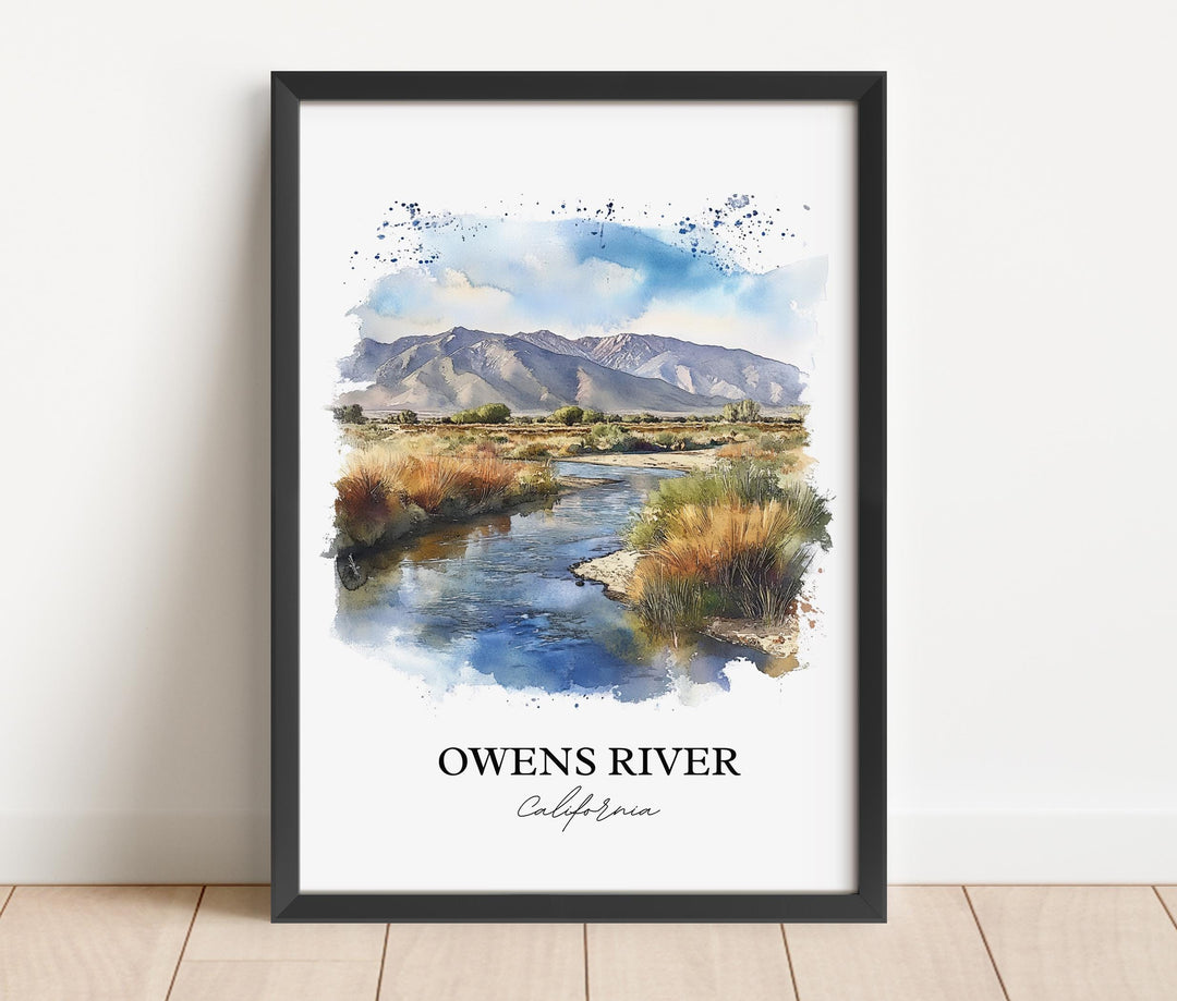 Owens River CA Wall Art, Owens Valley Print, California Watercolor Art, Owens River CA Gift, Travel Print, Travel Poster, Housewarming Gift