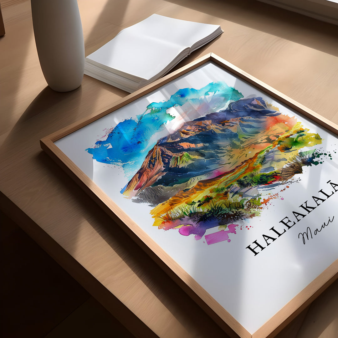 Haleakala Wall Art, Haleakala Maui Print, Haleakala Watercolor, Puu Ulaula Gift,