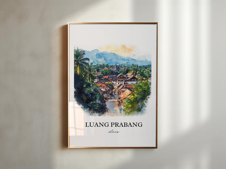 Luang Prabang Wall Art, Luang Prabang Print, Laos Watercolor Art, Luang Prabang Gift, Travel Print, Travel Poster, Housewarming Gift