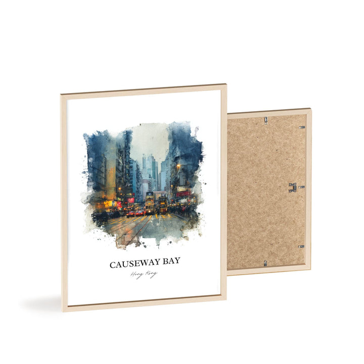 Causeway Bay Wall Art, Hong Kong Print, Hong Kong Watercolor Art, HK China Gift, Causeway Bay Print, Travel Poster, Housewarming Gift