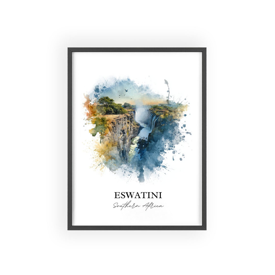 Eswatini Wall Art, Eswatini Print, South Africa Watercolor Art, Eswatini Gift, Travel Print, Travel Poster, Housewarming Gift