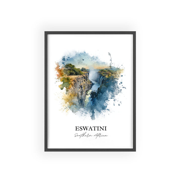 Eswatini Wall Art, Eswatini Print, South Africa Watercolor Art, Eswatini Gift, Travel Print, Travel Poster, Housewarming Gift