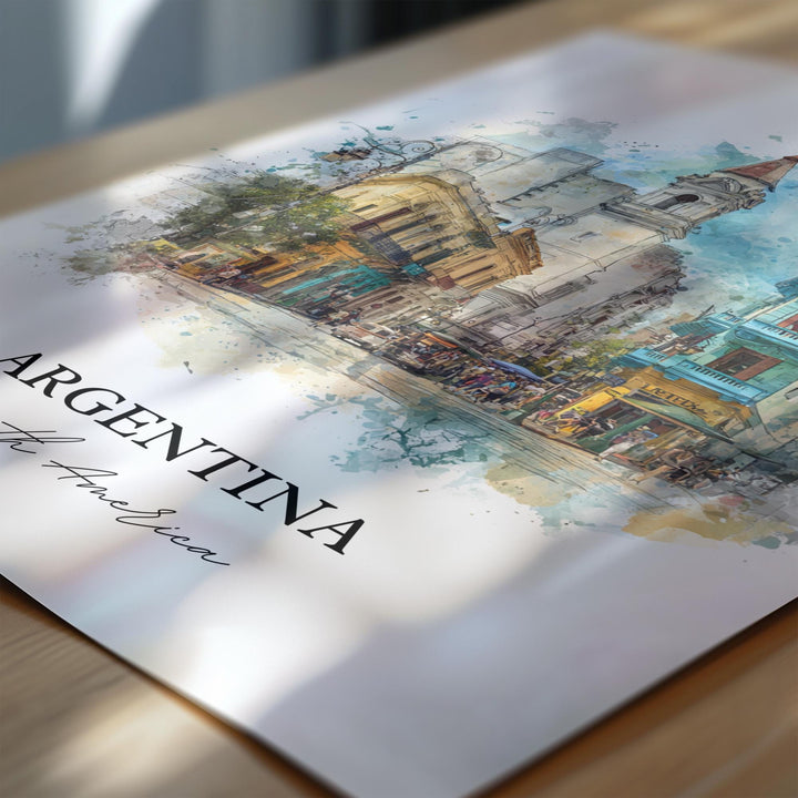 Argentina Wall Art, Argentina Print, Argentina Watercolor Art, Argentina Gift, Travel Print, Travel Poster, Housewarming Gift