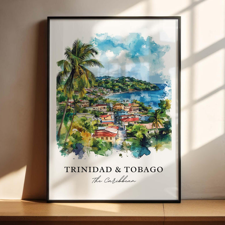 Trinidad and Tobago Wall Art, Trinidad Print, Trinidad Watercolor Art, Trinidad Tobago Gift,