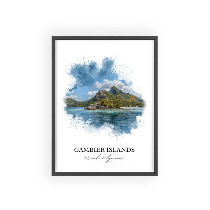 Gambier Islands Wall Art, Polynesia Print, French Polynesia Artwork, Gambier Islands Gift, Travel Print, Travel Poster, Housewarming Gift