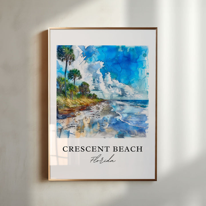 Crescent Beach Art, Crescent Beach FL Print, Crescent Beach Watercolor, Crescent Beach Gift,