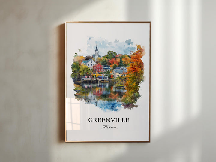 Greenville Maine Wall Art, Greenville ME Print, Maine Watercolor, Piscataquis County Gift, Travel Print, Travel Poster, Housewarming Gift