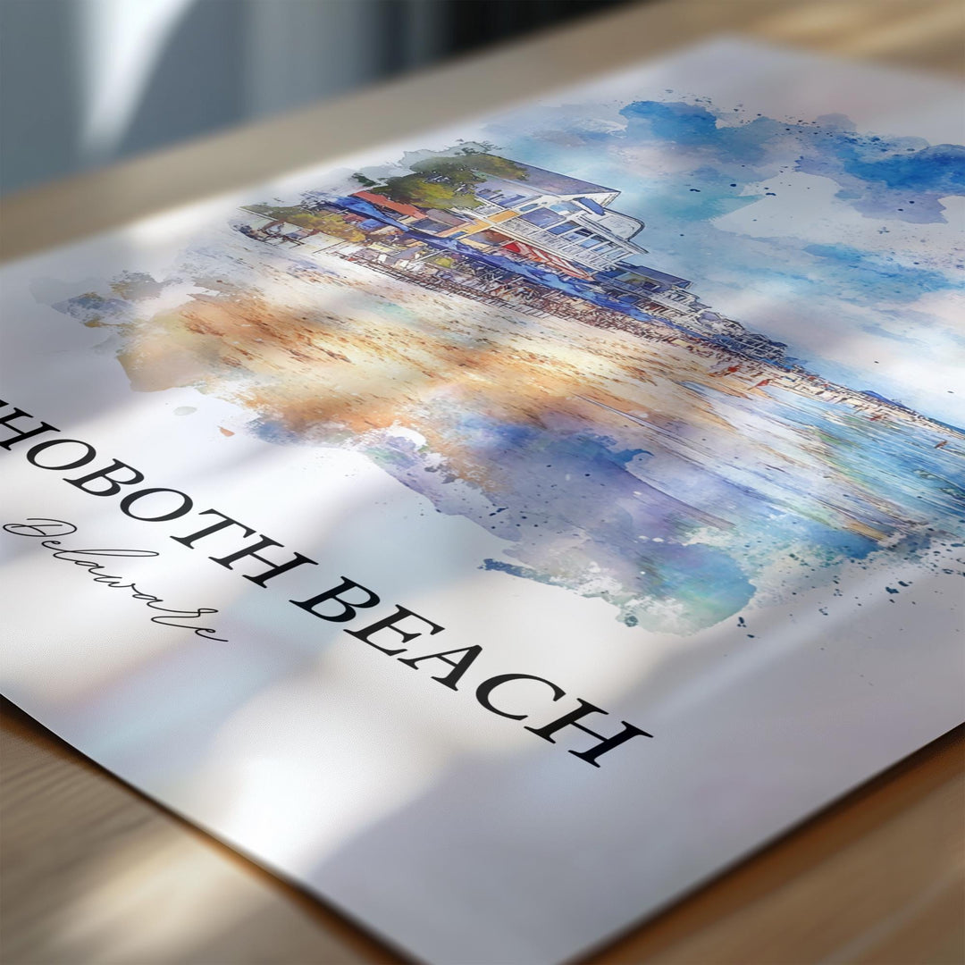 Rehoboth Beach Wall Art, Rehoboth Print, Delaware Watercolor Art, Rehoboth Beach Gift, Travel Print, Travel Poster, Housewarming Gift