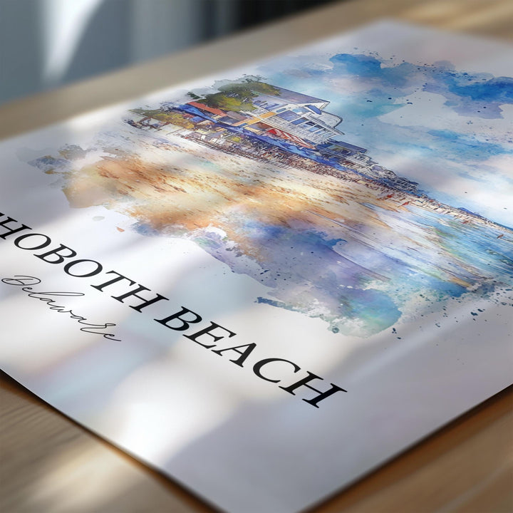 Rehoboth Beach Wall Art, Rehoboth Print, Delaware Watercolor Art, Rehoboth Beach Gift, Travel Print, Travel Poster, Housewarming Gift