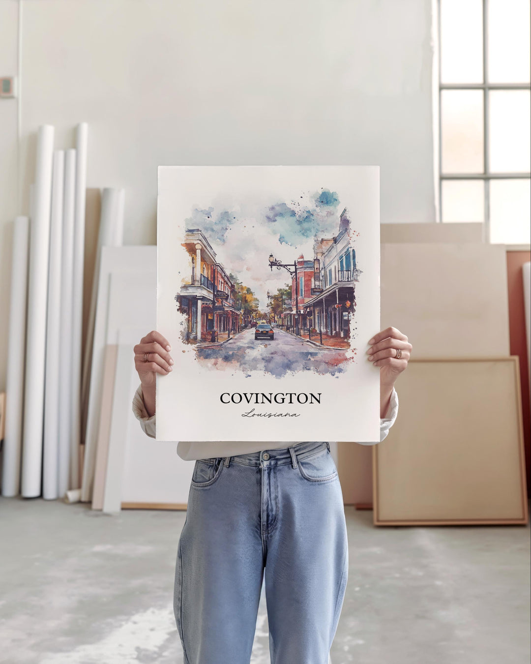 Covington Louisiana Wall Art, Covington LA Print, Louisiana Watercolor Art, St. Tammany Gift, Travel Print, Travel Poster, Housewarming Gift