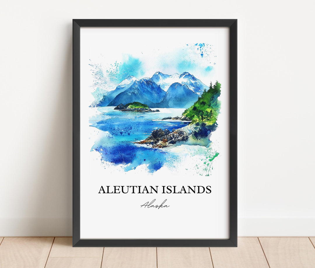 Aleutian Islands Wall Art, Alaska Print, Aleut Islands Watercolor Art, Aleutian Islands Gift, Travel Print, Travel Poster, Housewarming Gift