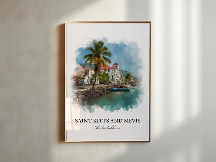 St. Kitts and Nevis Art, Saint Kitts Print, Nevis Watercolor Art, St. Kitts and Nevis Gift, Travel Print, Travel Poster, Housewarming Gift