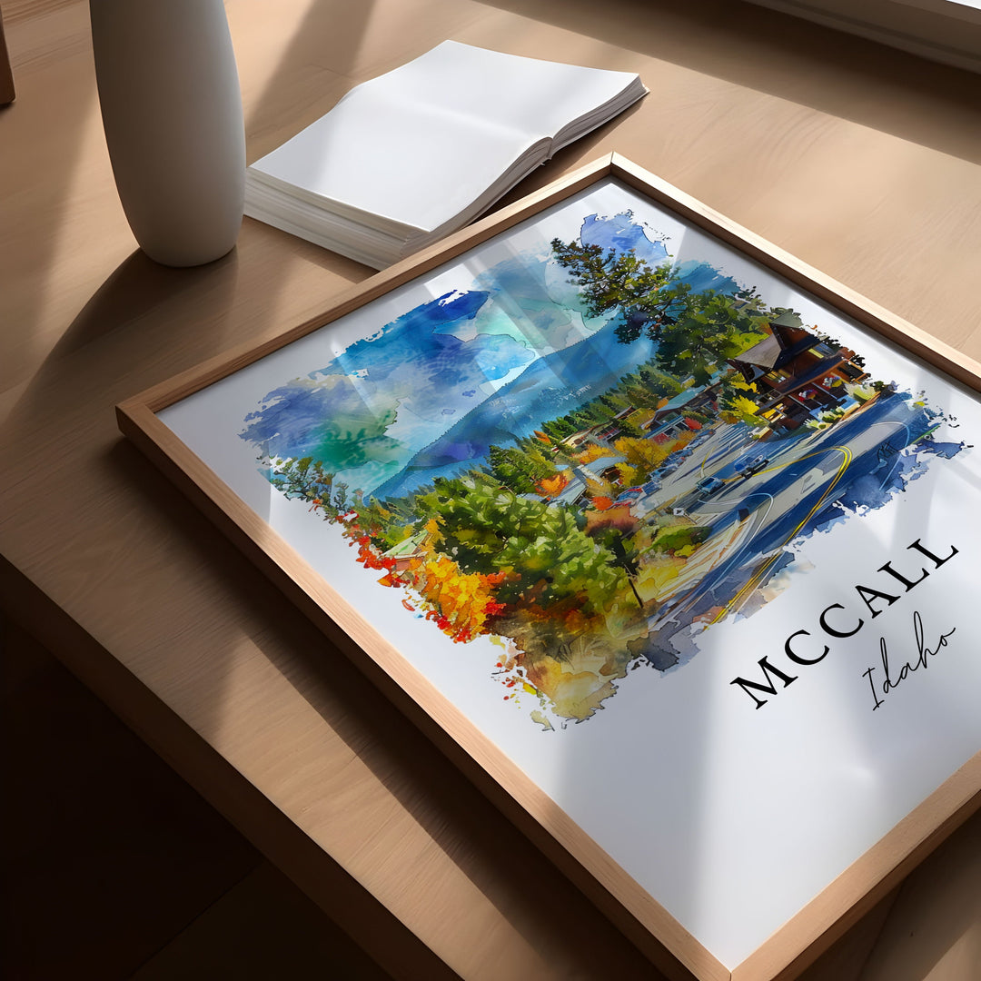Mccall ID Wall Art, Mccall Idaho Print, Mccall Watercolor Art, Valley County Idaho Gift,