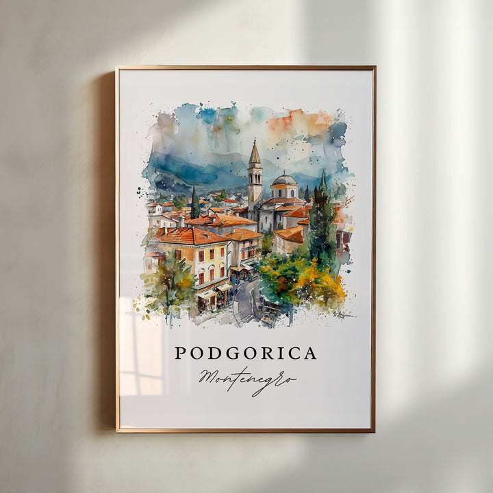 Podgorica wall art - Montenegro, Podgorica print, Podgorica Wedding gift, Birthday present, Custom Text, Perfect Gift