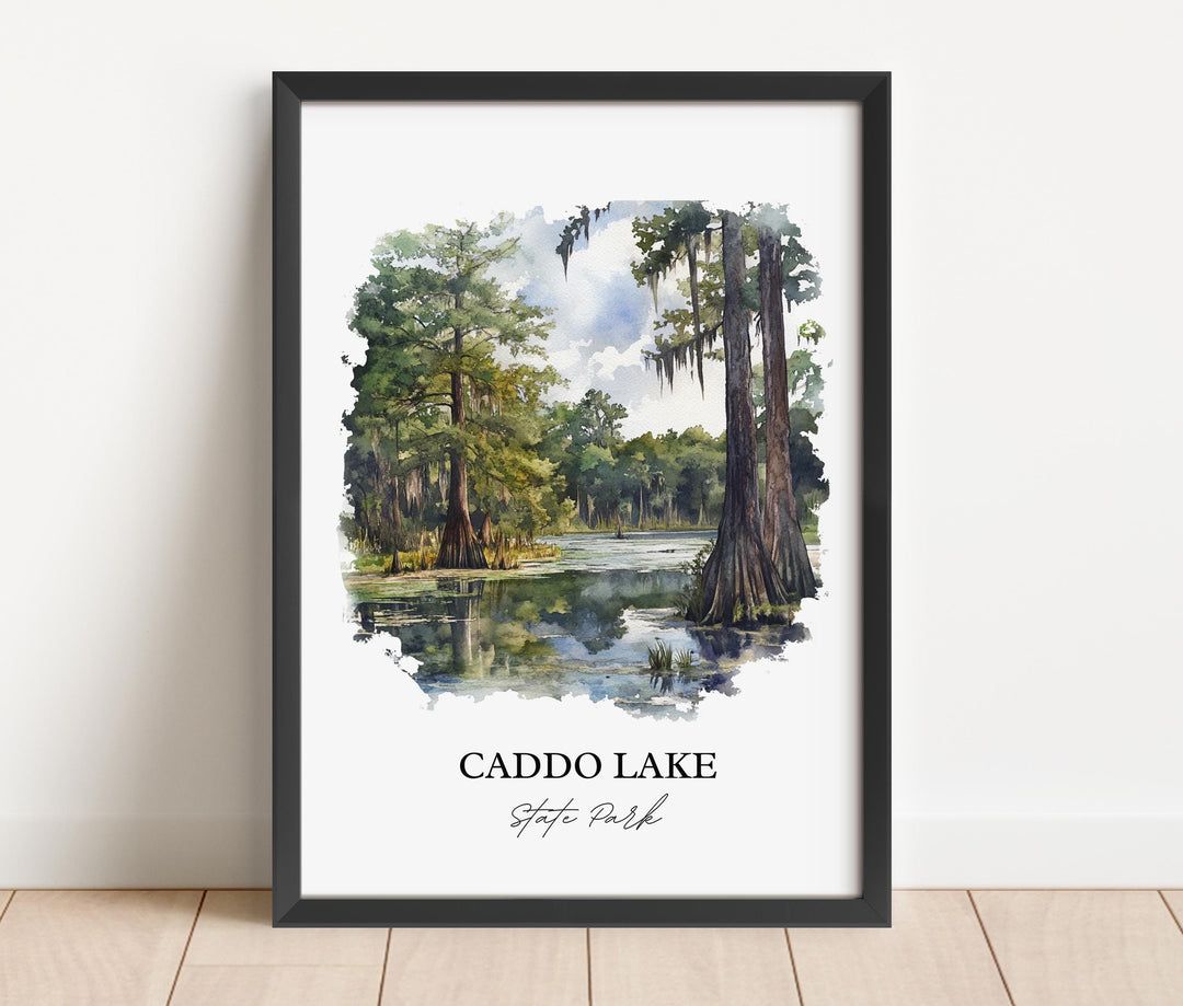 Caddo Lake State Park Art, Harrison County Print, Texas Watercolor Art, Caddo Lake Gift, Travel Print, Travel Poster, Housewarming Gift