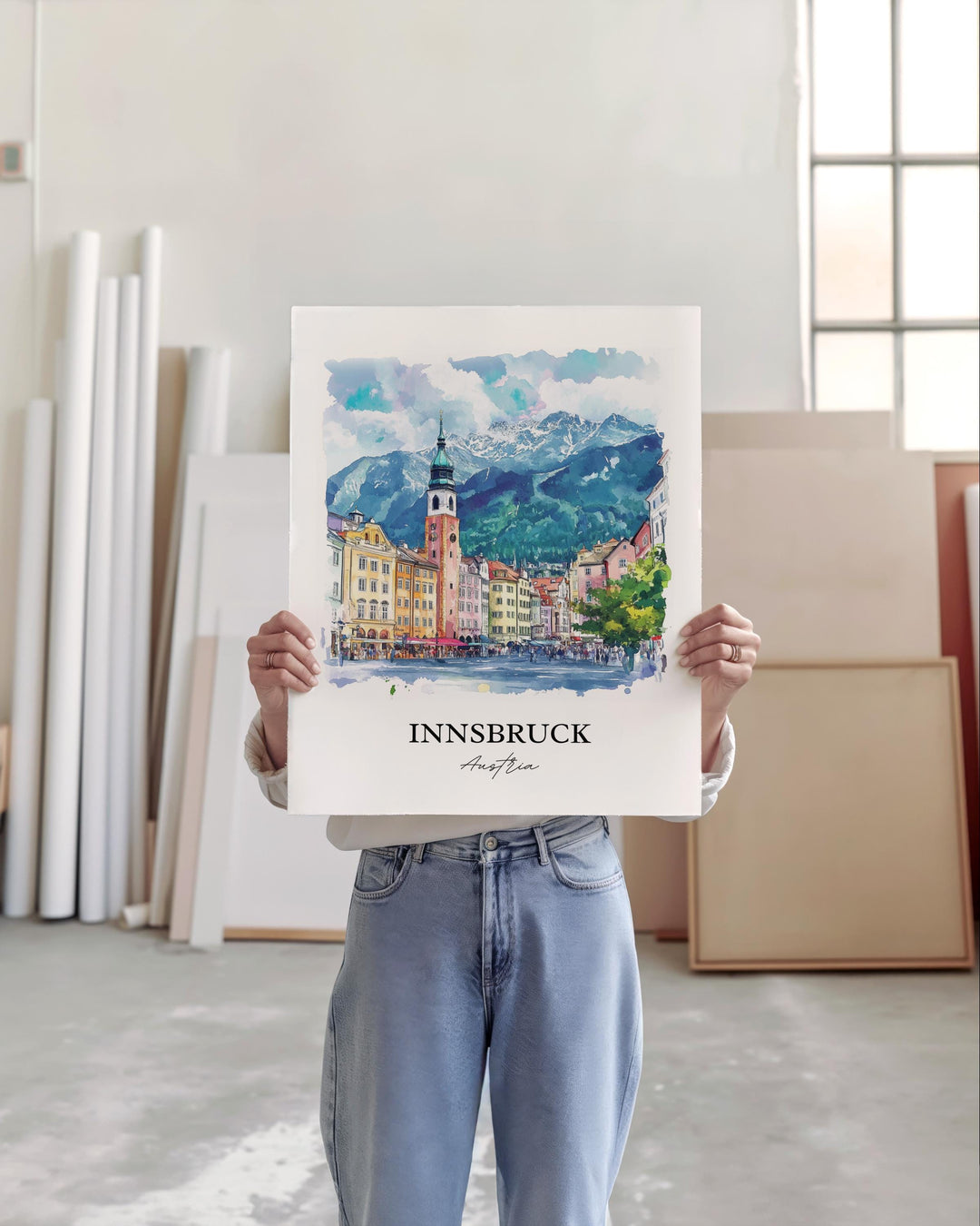 Innsbruck Wall Art, Innsbruck Print, Austria Watercolor Art, Innsbruck Austria Gift, Travel Print, Travel Poster, Housewarming Gift