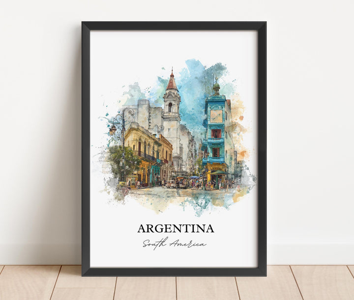 Argentina Wall Art, Argentina Print, Argentina Watercolor Art, Argentina Gift, Travel Print, Travel Poster, Housewarming Gift