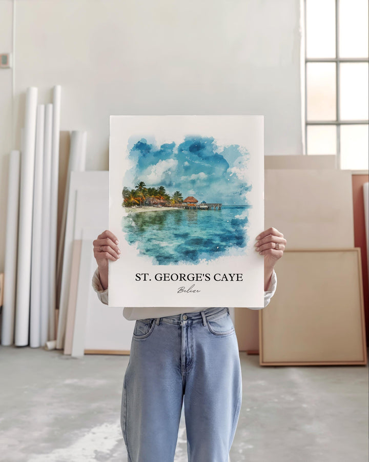 St. George's Caye, Belize – Watercolor Art Print