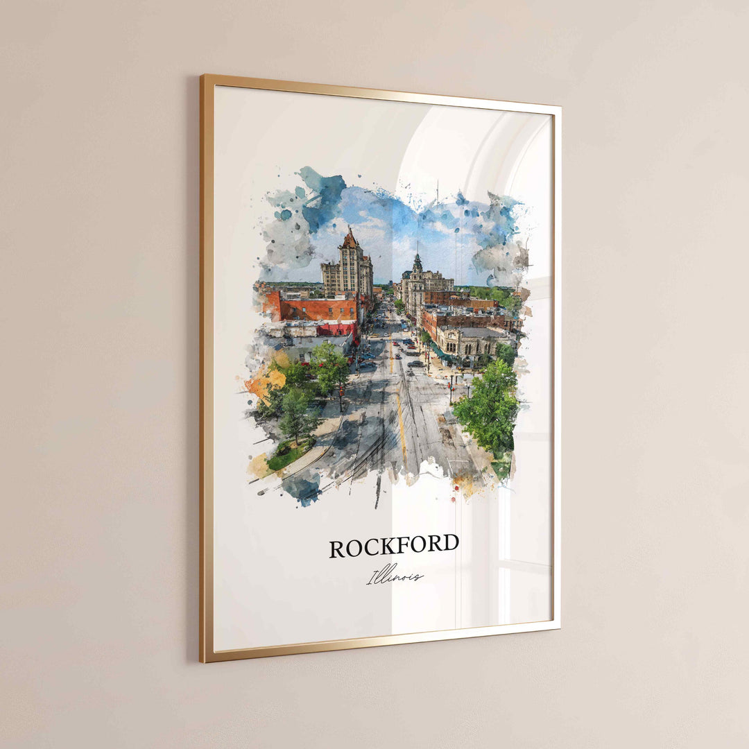 Rockford, Illinois – Watercolor Art Print