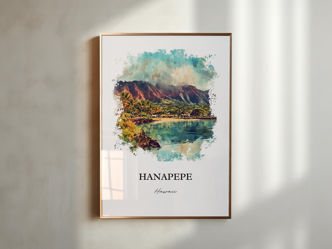 Hanapepe HI Wall Art, Hanapepe Print, Kauai Watercolor Art, Hanapepe Gift, Travel Print, Travel Poster, Housewarming Gift