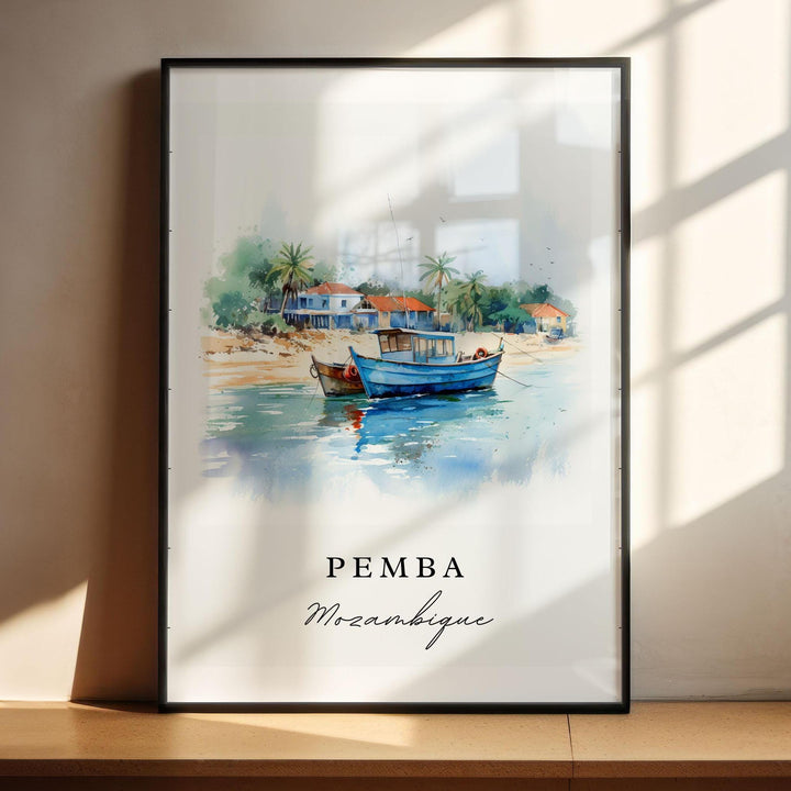 Pemba Mozambique wall art - Mozambique, Pemba poster, Pemba Wedding gift, Birthday present, Custom Text, Personalized Gift