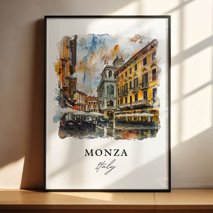 Monza Italy Wall Art, Monza Print, Milan Watercolor Art, Monza Italia Gift,