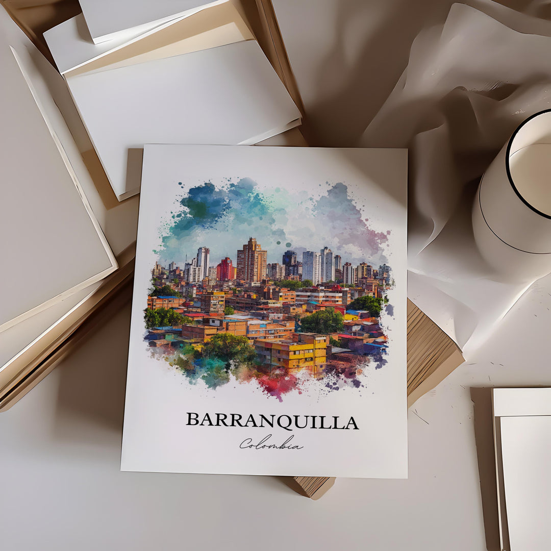 Barranquilla Wall Art, Colombia Print, Colombia Watercolor Art, Barranquilla Gift, Travel Print, Travel Poster, Housewarming Gift