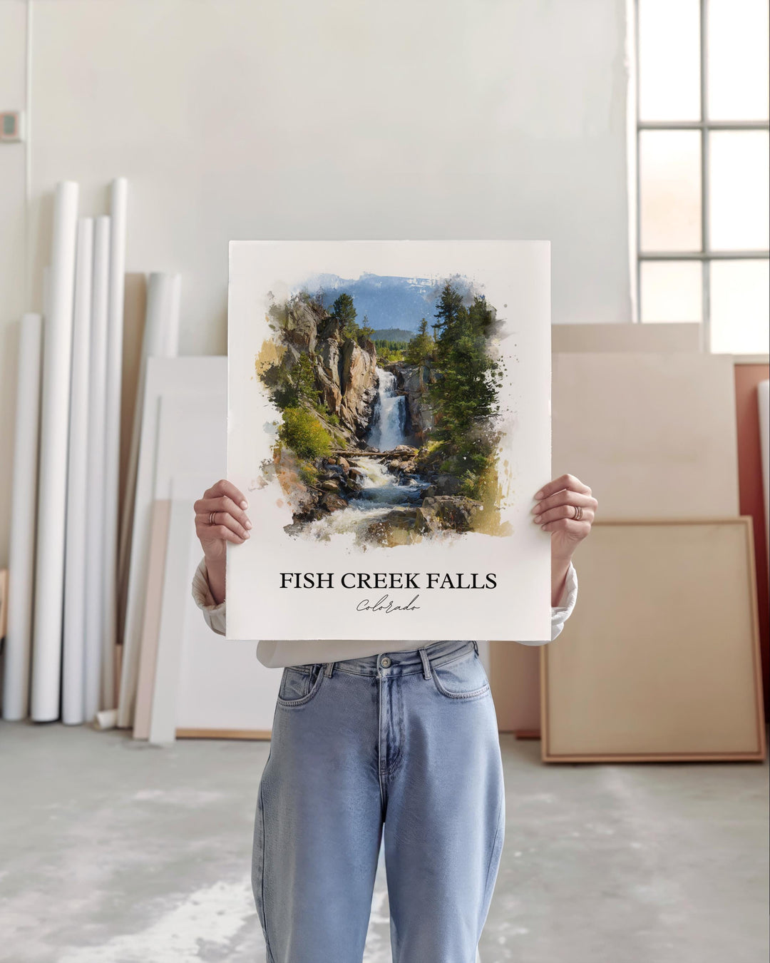 Fish Creek Falls Art, Steamboat Springs Print, Colorado Watercolor, Fish Creek Falls Gift, Travel Print, Travel Poster, Housewarming Gift