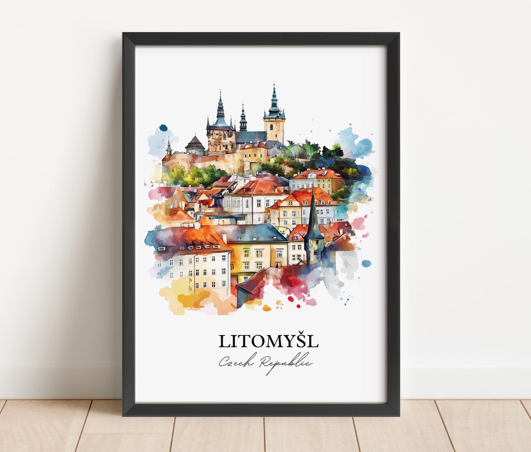 Litomysl Wall Art, Svitavy District Print, Czech Republic Watercolor Art, Litomysl Gift, Travel Print, Travel Poster, Housewarming Gift