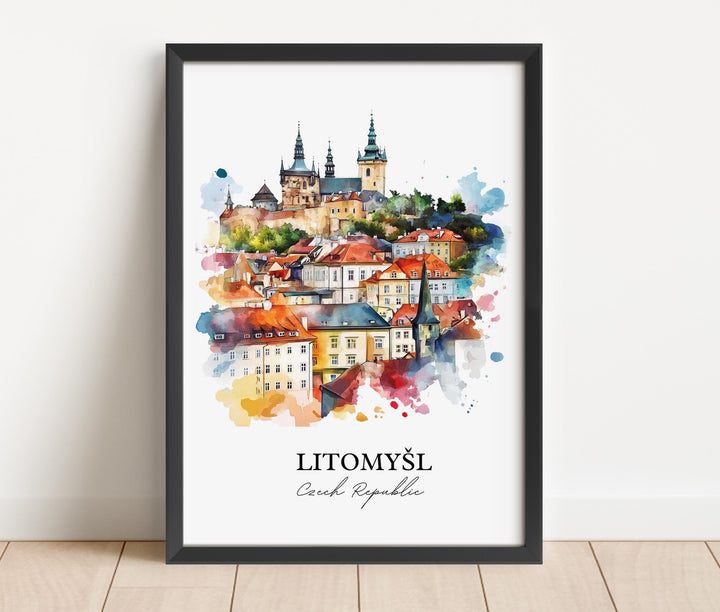 Litomysl Wall Art, Svitavy District Print, Czech Republic Watercolor Art, Litomysl Gift, Travel Print, Travel Poster, Housewarming Gift