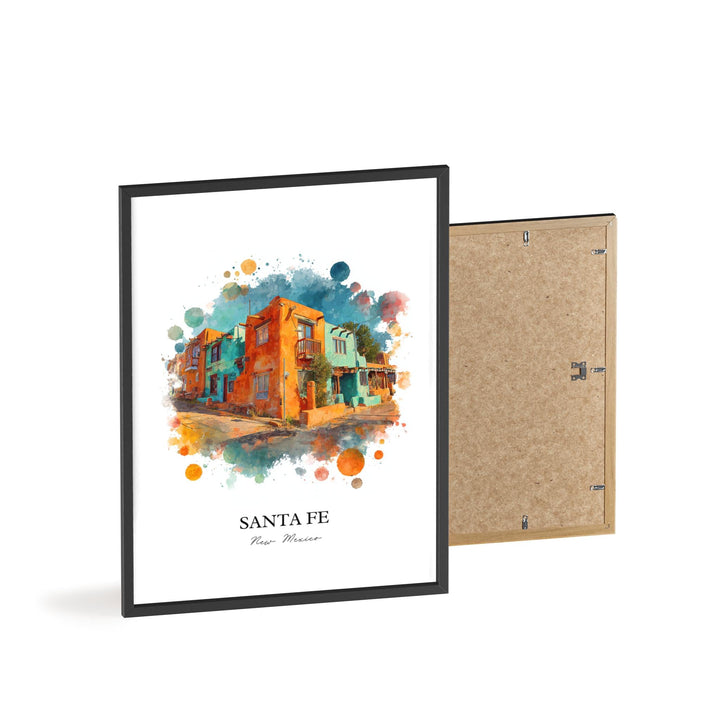 Santa Fe Wall Art, New Mexico Print, Santa Fe NM Watercolor Art, New Mexico Gift, Travel Print, Travel Poster, Housewarming Gift