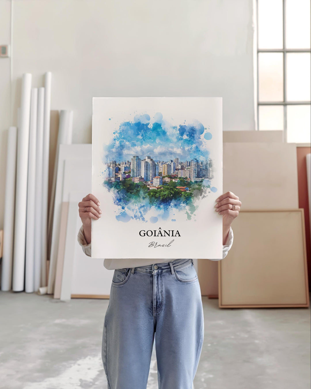 Goiânia Wall Art, Goiás State Print, Brazil Watercolor Art, Goiânia Brazil Gift, Travel Print, Travel Poster, Housewarming Gift