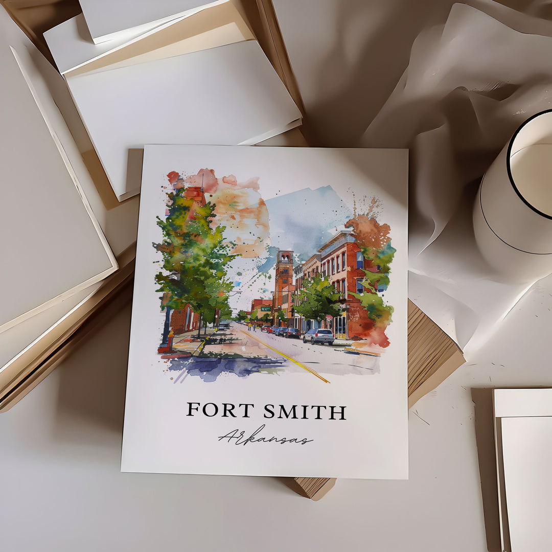 Fort Smith Arkansas Art, Fort Smith Print, Fort Smith AR Watercolor, Arkansas River Gift,