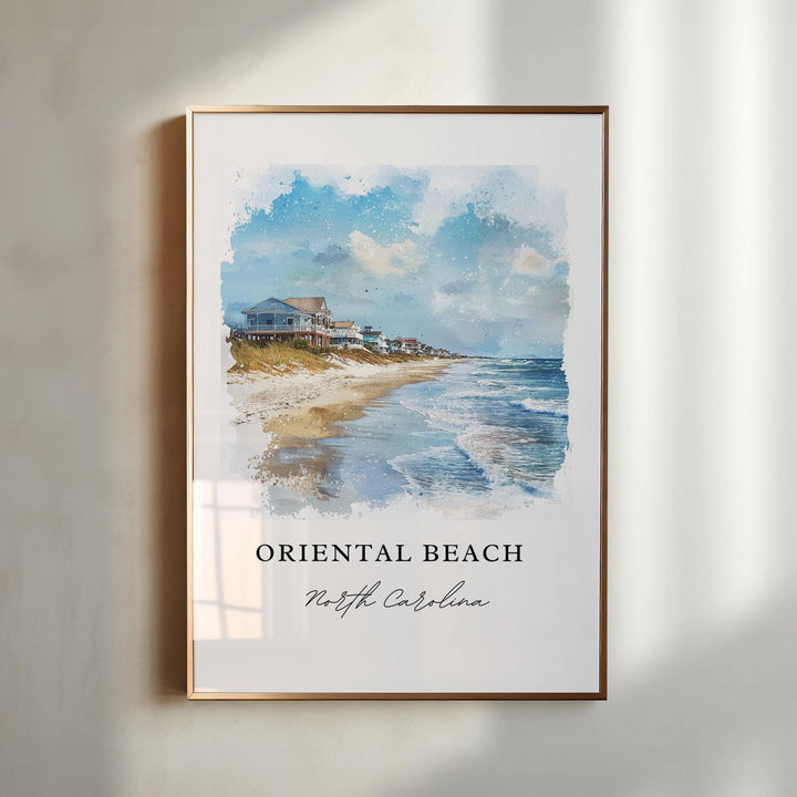 Oriental Beach NC Art, Oriental Beach Print, Pamlico NC Watercolor, John Bond Town Beach,