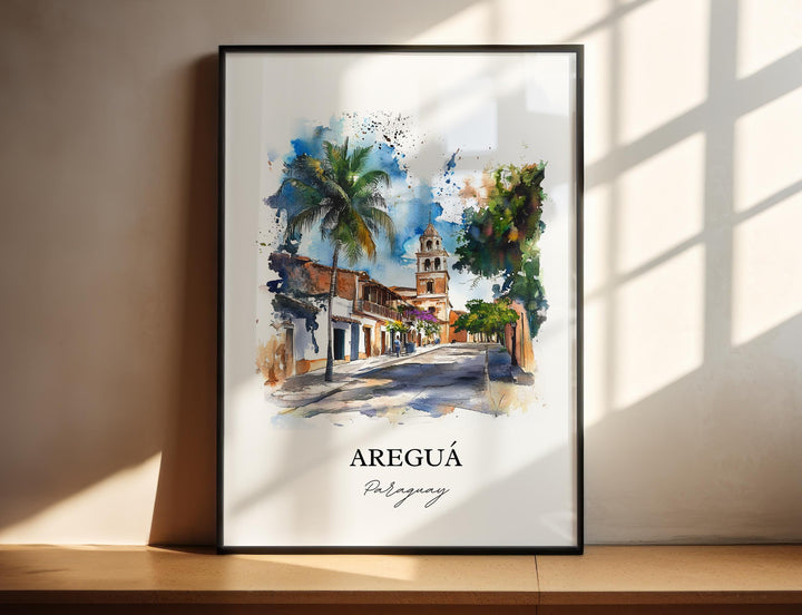 Areguá Paraguay Wall Art, Areguá Print, Paraguay Watercolor Art, Areguá Paraguay Gift, Travel Print, Travel Poster, Housewarming Gift