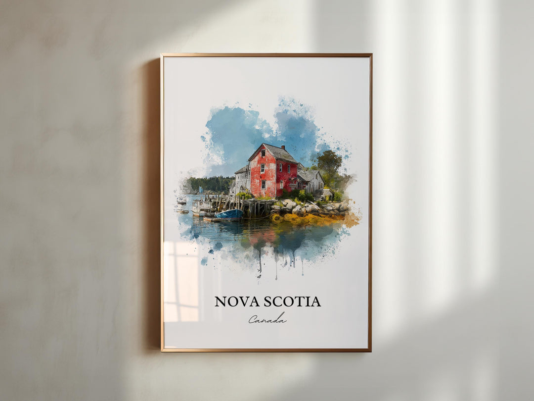Nova Scotia Wall Art, Nova Scotia Print, Nova Scotia Watercolor Art, Canada Gift, Canada Travel Print, Travel Poster, Housewarming Gift