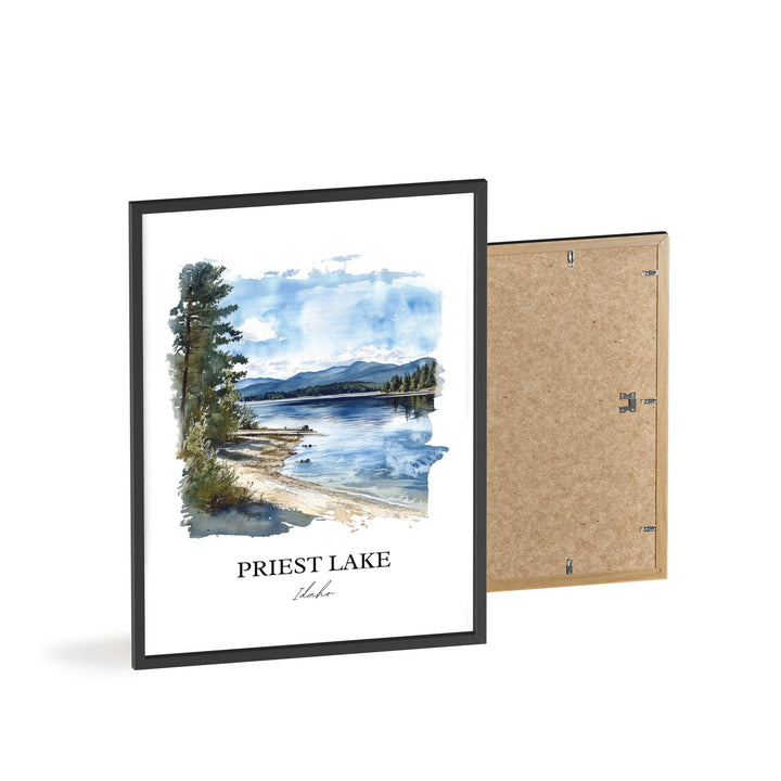 Priest Lake Wall Art, Nordman ID Print, Priest Lake Watercolor Art, Priest Lake Gift, Travel Print, Travel Poster, Housewarming Gift