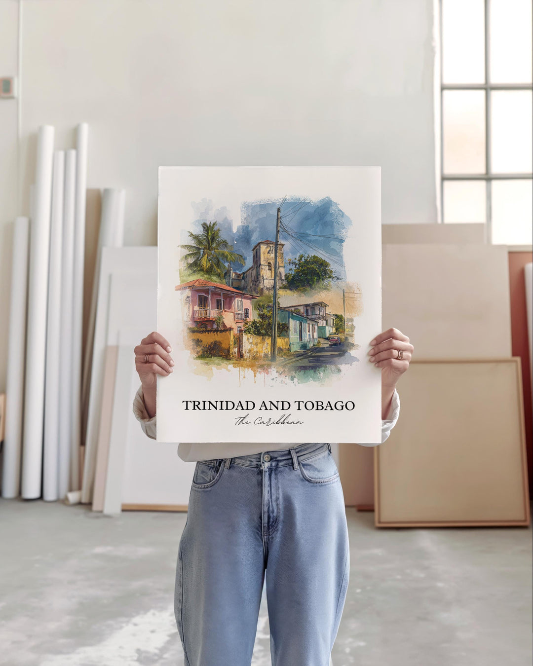 Trinidad and Tobago Art, Trinidad Print, Caribbean Watercolor Art, Trinidad and Tobago Gift, Travel Print, Travel Poster, Housewarming Gift