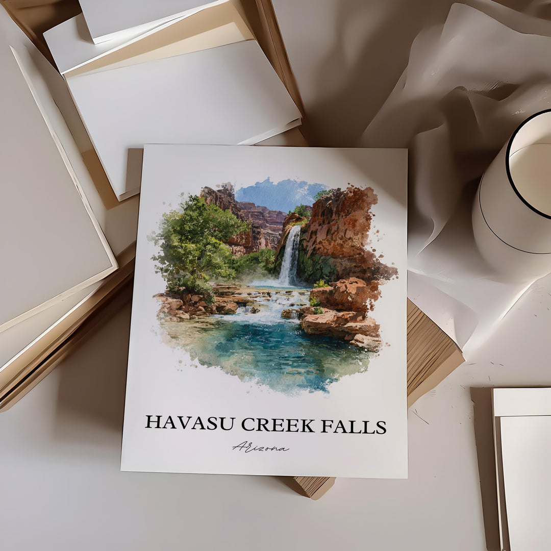 Havasu Creek Falls Wall Art, Grand Canyon Print, Arizona Artwork, Havasu Falls Gift, Travel Print, Travel Poster, Housewarming Gift