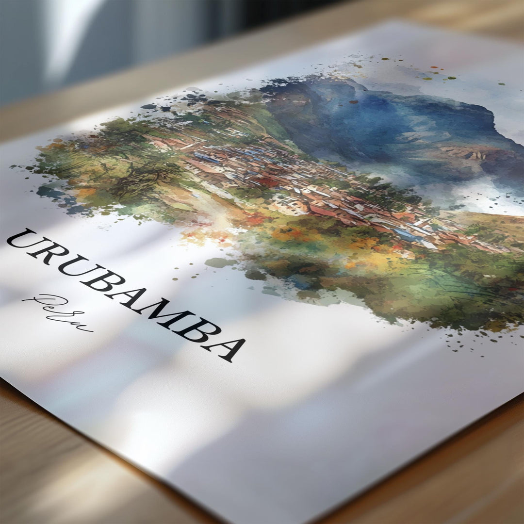 Urubamba Peru Wall Art, Sacred Valley Print, Peru Watercolor Art, Urubamba Peru Gift, Travel Print, Travel Poster, Housewarming Gift