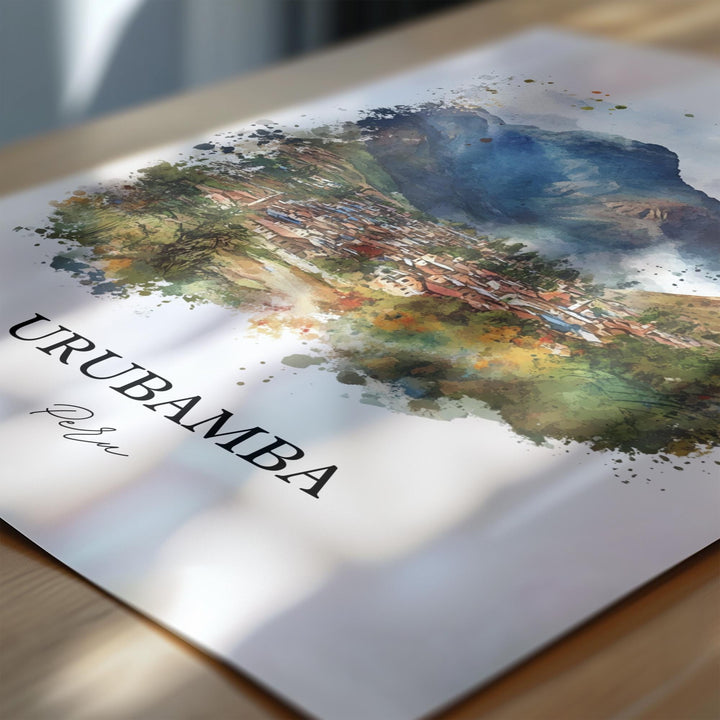 Urubamba Peru Wall Art, Sacred Valley Print, Peru Watercolor Art, Urubamba Peru Gift, Travel Print, Travel Poster, Housewarming Gift