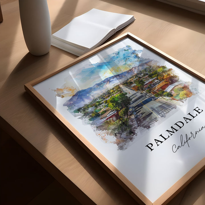 Palmdale CA Wall Art, Palmdale Print, Palmdale CA Watercolor Art, Palmdale Gift,