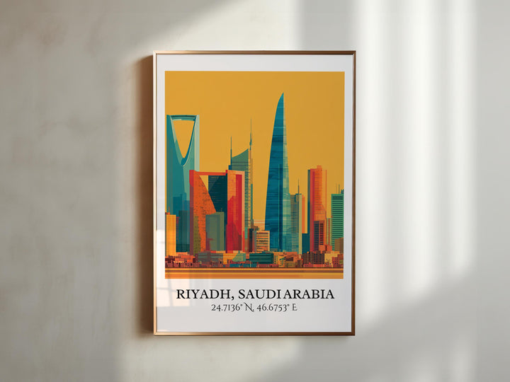 Riyadh Wall Art, Riyadh Retro Travel Art, Riyadh Home Decor, Riyadh Skyline Gift, Saudi Arabia Travel Art, Travel Prints, Housewarming Gift