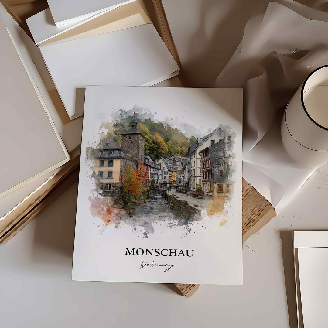 Monschau, Germany – Watercolor Art Print