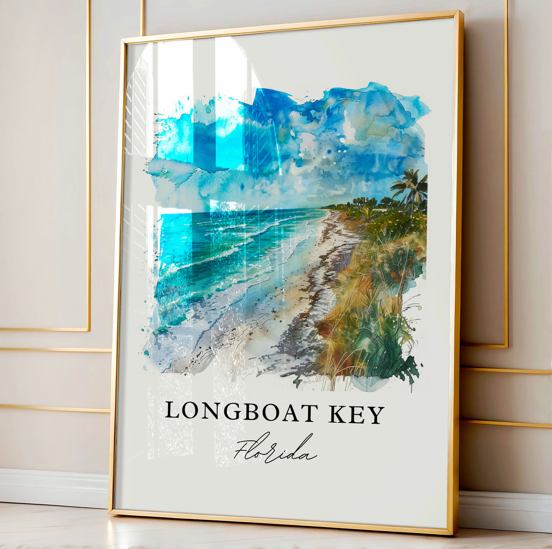 Longboat Key Art, Longboat Key FL Print, Longboat Key Watercolor, Longboat Key Florida Gift, Travel Poster, Housewarming Gift